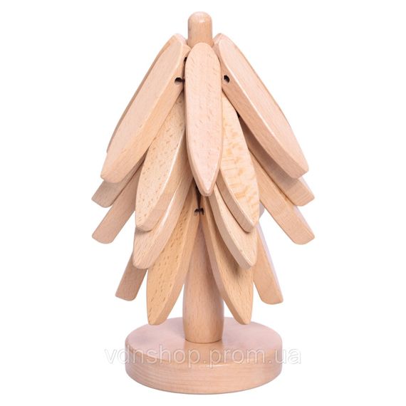 Набір підставок під гаряче з дерева 3 шт Ø19 (см) + тримач підставки на стіл під гаряче HB-40-4BE | Зображення 3