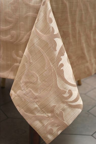 Cкатерть Kayra жаккардовая “Вензель”, 155 х 290 см Бежевый | Зображення 3