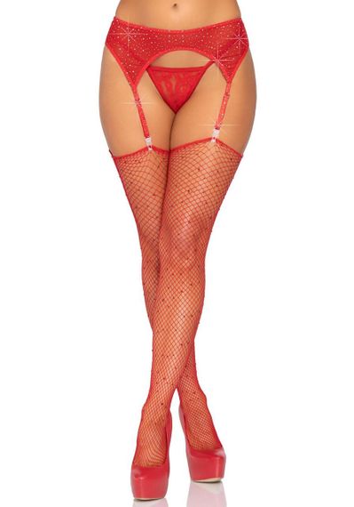 Пояс для панчіх зі стразами Leg Avenue Rhinestone Garterbelt Red One Size sexstyle