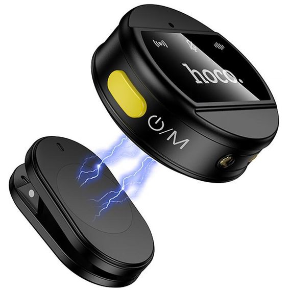 Петличный беспроводной микрофон Hoco L22 Bright 2in1 (Lightning/Type-C) Black | Зображення 3