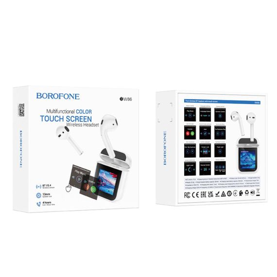 Беспроводные наушники BOROFONE BW86 Brocade true wireless BT headset with touch screen White | Зображення 1
