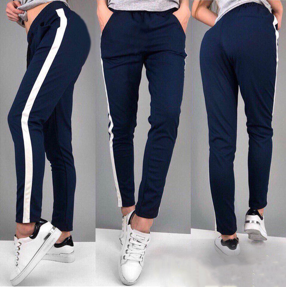 Штаны женские лампас сине-белый S