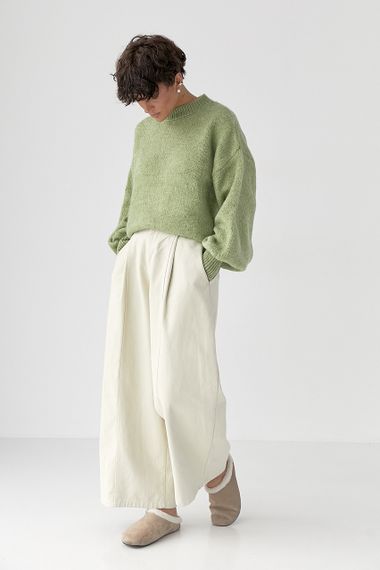 В'язана кофта з рукавами-ліхтариками - зелений цвет, ONE SIZE (є розміри) | Зображення 2