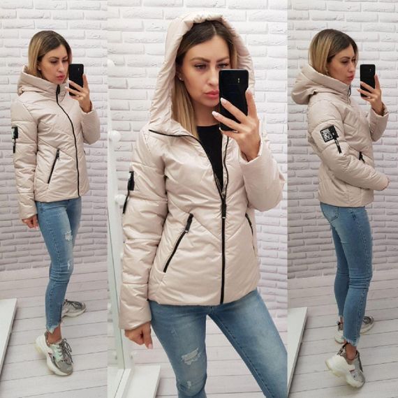 Жіноча демісезонна куртка, арт. 1008, беж | Зображення 7