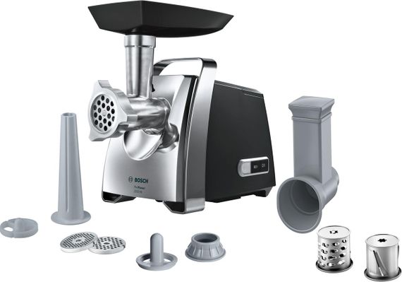 М'ясорубка електрична Bosch MFW67440, 700 Вт, з металевим шнеком і реверсом, для дому та кухні
