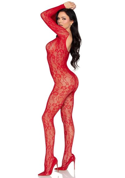 Бодістокінг Leg Avenue Crotchless Fishnet Bodystocking One Size Red Sex Aura | Зображення 2