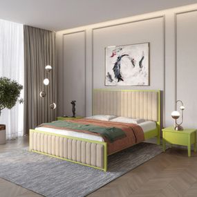 Полуторне дерев&#039;яне ліжко Mebigrand Відень Лайм (S3050G70Y)/Аляска 23 (Бежевий) 120х200 см (MBG-10993)