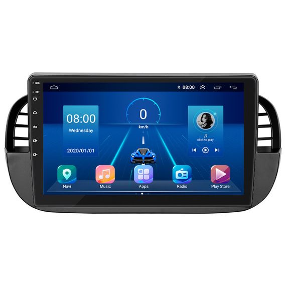 Штатная магнитола Lesko для Fiat 500 II 2007-2015 экран 9" 4/64Gb 4G Wi-Fi GPS Top