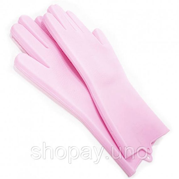 Силиконовые перчатки Magic Silicone Gloves Pink для уборки чистки мытья посуды для дома. Цвет: розовый | Зображення 6