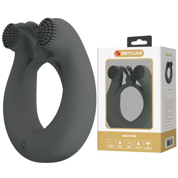 Віброкільце зі стимулюючими виступами Pretty Love Dahlia та вушками, сіре