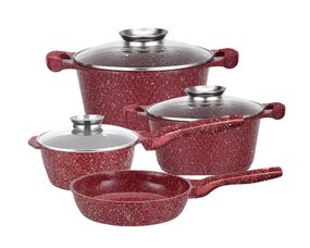 Набір посуду з мармуровим антипригарним покриттям Higher Kitchen НК-315 Red
