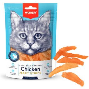 Wanpy Soft Chicken Jerky Strips лакомство для кошек с курицей, 80 гр