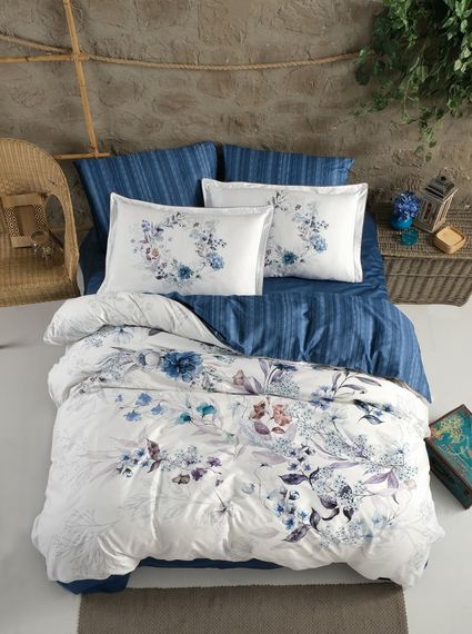 Постельное белье La Romano Premium Satin 200×220 Floral Blue