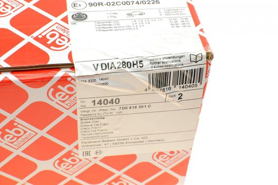 Диск тормозной передний VW T4 90-03 280x24  14040 | Зображення 6