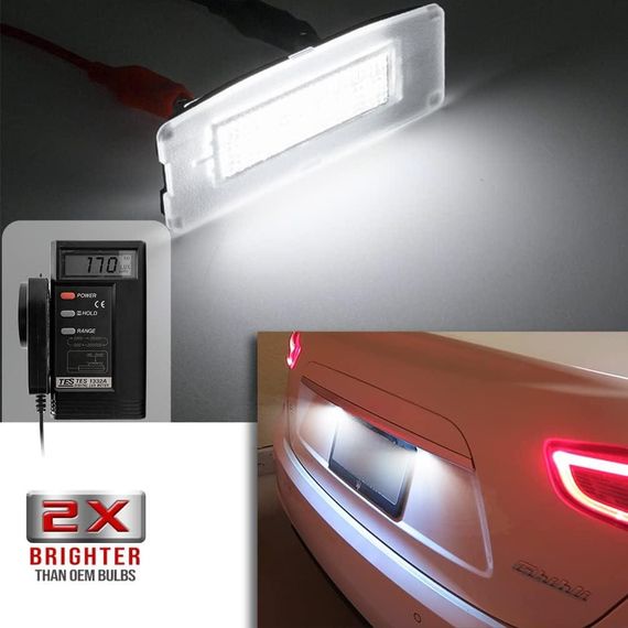 Світлодіодні ліхтарі підсвітки номерного знака NJSBYL для Maserati Ghibli (2014–2020) з білим ксеноном, OEM# 673001401 | Зображення 1