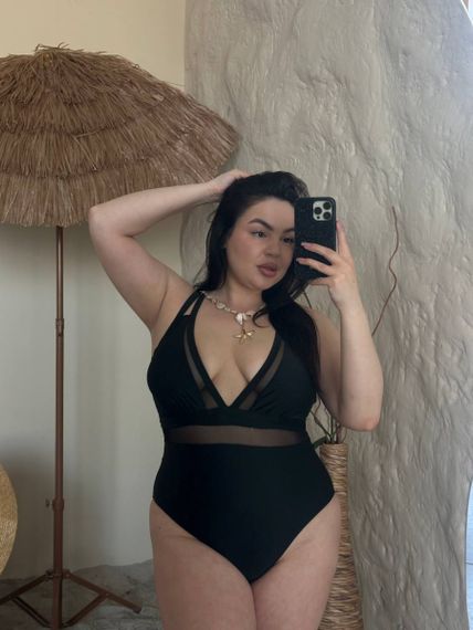 Суцільний чорний купальник PLUS SIZE з утяжкою | Зображення 8