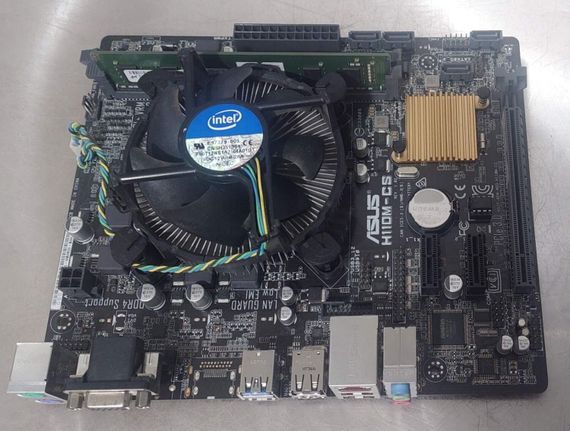 Комплект: материнская плата Asus H110M-CS / Intel Core i5-7400 (4 ядра по 3.0 - 3.5 GHz) / Intel HD Graphics 630 / Socket LGA1151 / Кулер BOX б/в | Зображення 1