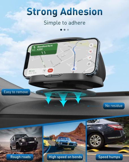 Автомобільний тримач для телефону, що обертається на 360°, для панелі приладів, сірий | Зображення 4