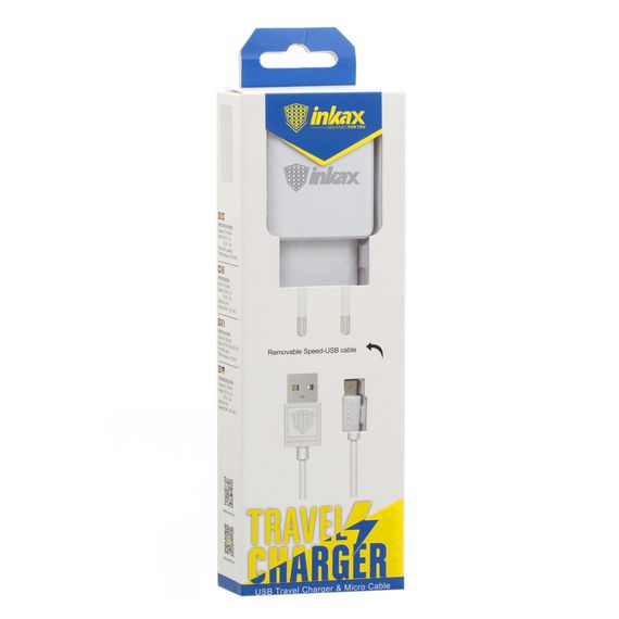 Мережевий зарядний пристрій INKAX CD-01 з кабелем USB - MicroUSB / 2 х USB / 2.1A / 10W | Зображення 1
