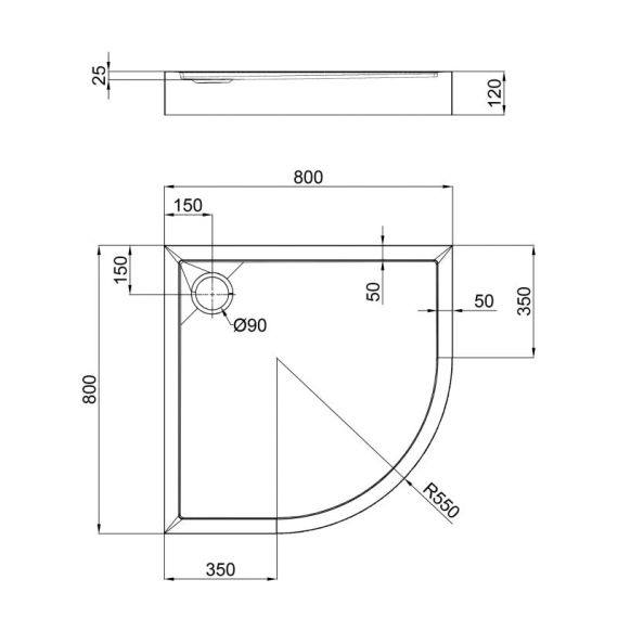 Душевой поддон Qtap Robin 308812C 80x80x12 см + сифон | Зображення 1