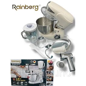 Универсальный кухонный комбайн Rainberg RB-8088 6л мясорубка, блендер 3600Вт Планетарный тестомес White
