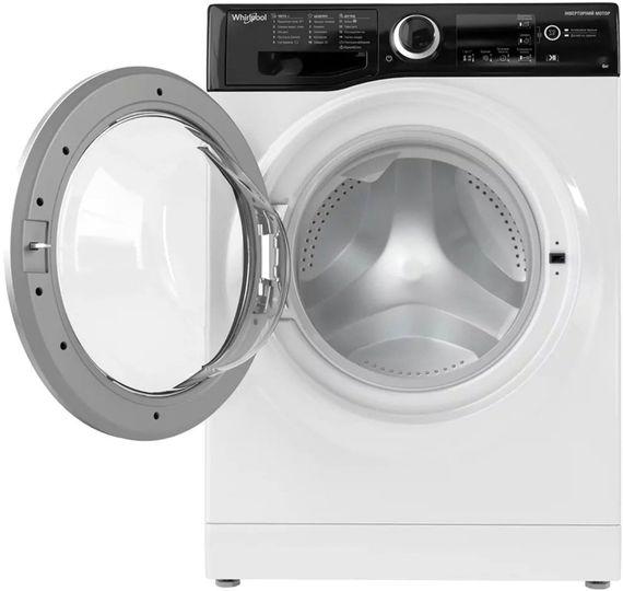 Пральна машина Whirlpool фронтальна, 6кг, 1200, A+++, 43см, дисплей, інвертор, люк чорний, білий (WRBSB6228BUA) | Зображення 2