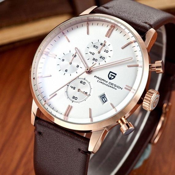 Чоловічий годинник Pagani Design PD-2720 Gold-White-Brown | Зображення 1