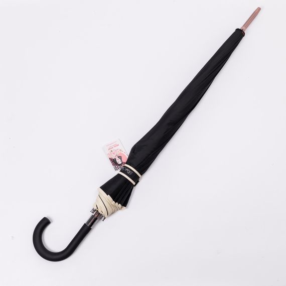 Класична парасолька-тростина з чохлом напівавтомат з поліестеру міцна надійна 12спиць діаметр 120 см Чорний HP-23-16B | Зображення 1