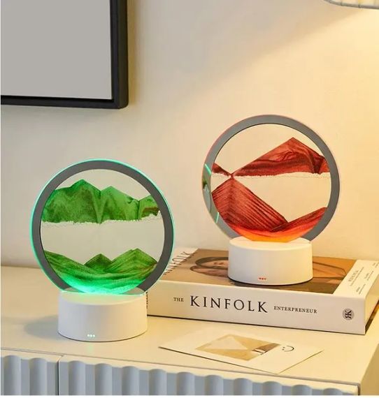 Настольная LED лампа ночник RGB Песочные часы 3D Sandscape. Картина Подвижный песок | Зображення 2