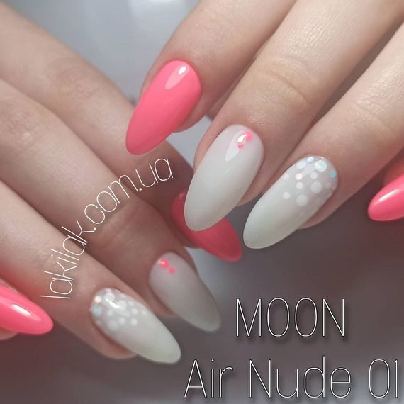 Гель лак Moon Full Air Nude №1 молочний напівпрозорий 8мл