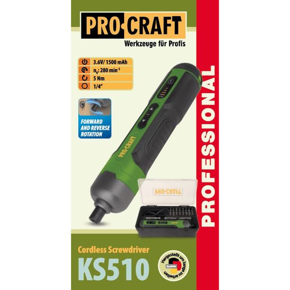 Аккумуляторная отвертка Procraft KS510