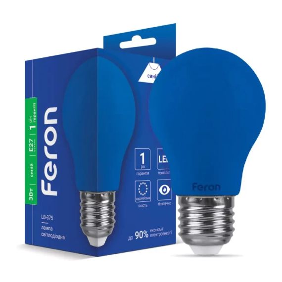Лампа світлодіодна LED Feron A50 3W E27 LB-375 синя