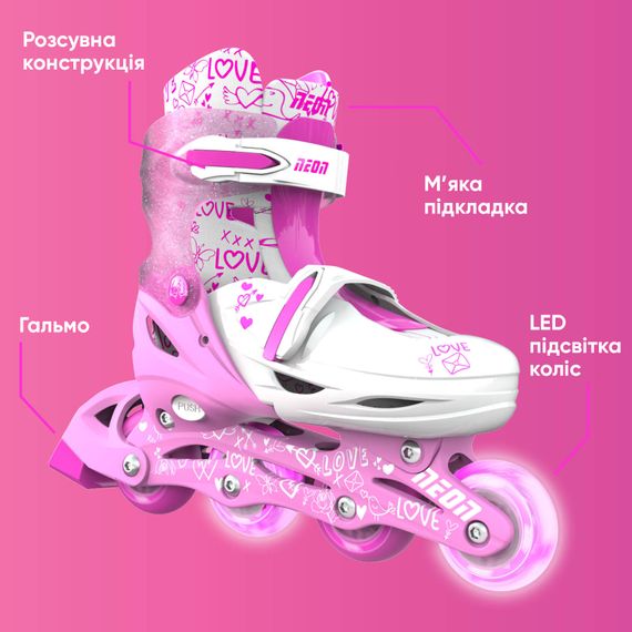 Дитячі ролики NEON INLINE SKATES рожевий NT07P4 | Зображення 3