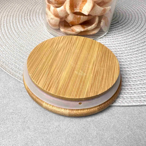 Скляна банка Bamboo GK-5229 для зберігання з бамбуковою кришкою 2100 мл Прозорий | Зображення 1