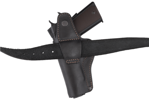 Кобура Colt 1911 поясная  скрытого внутрибрючного ношения не формованная с клипсой кожа чёрная ms | Зображення 3