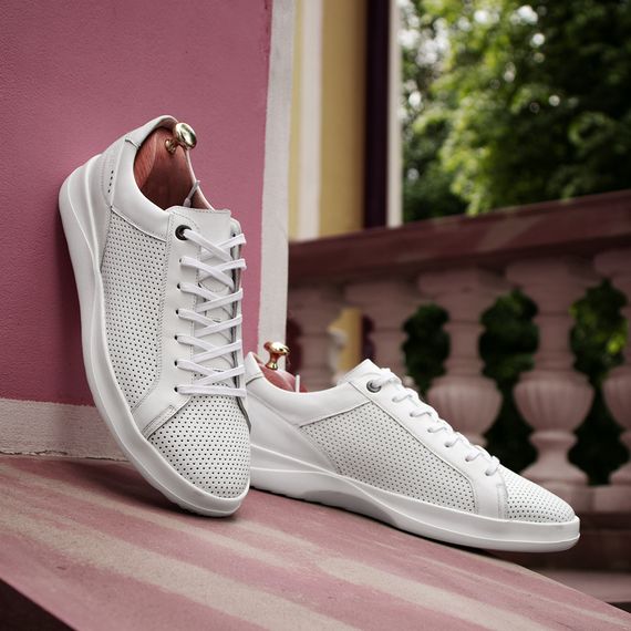 Білосніжні кеди з перфорацією 40 42 43 44 45 розмір | Зображення 4