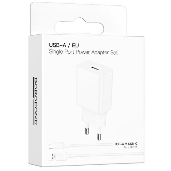 МЗП Borofone BA110A Lemi 7.5W (1USB-A) + кабель USB to Type-C White | Зображення 1