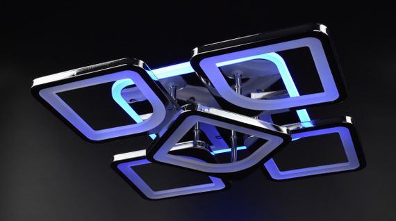 Люстра світлодіодна стельова LED світильник для квартири на стелю лед з пультом 26113 Хром 11х40х40 см. | Зображення 6