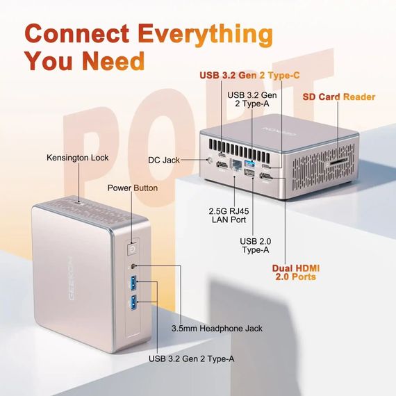 Комп&#039;ютер GEEKOM Mimi PC A5 / Ryzen7 5825U, 16, 512, W11Pro (GMA5R75825U-16512-EU) | Зображення 6