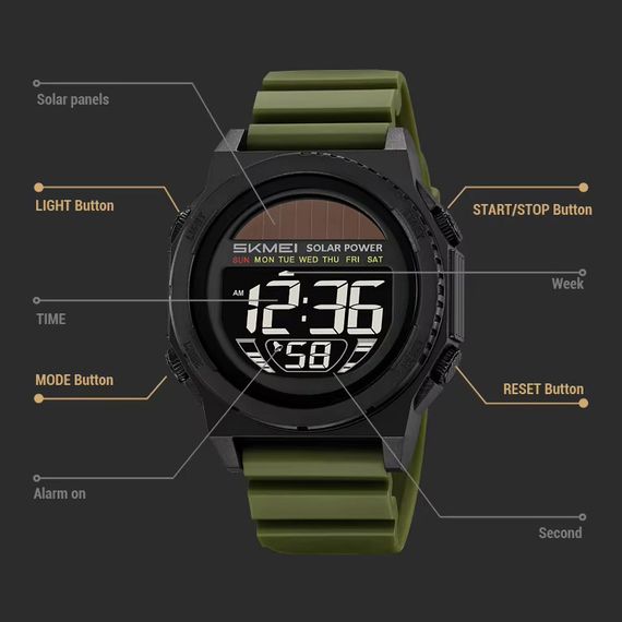 Годинники водонепроникні та протиударні SKMEI 2358AG, Чоловічі круглі спортивні годинники UD-26 | Зображення 1