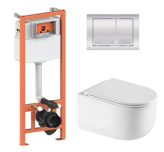 Набір Qtap Nest 4 в 1 підвісний унітаз Taurus Ultra Quiet 490x360x380 + комплект інсталяції QT2433084EUQW46151