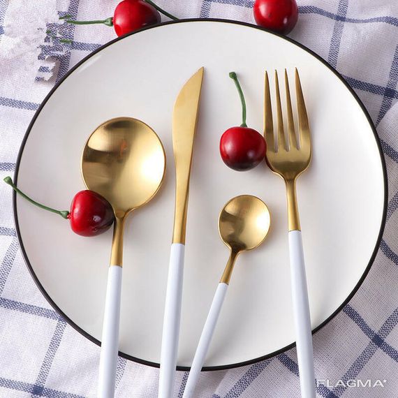 Набор столовых приборов Kitchen белый на 4 персоны | Зображення 6