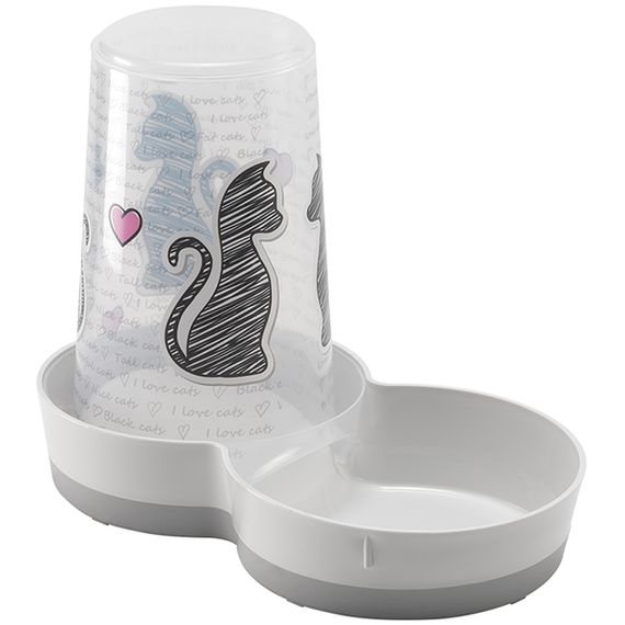 Годівниця автоматична для сухого корму чи води Moderna Tasty Cats in Love, 1.5 л, біла