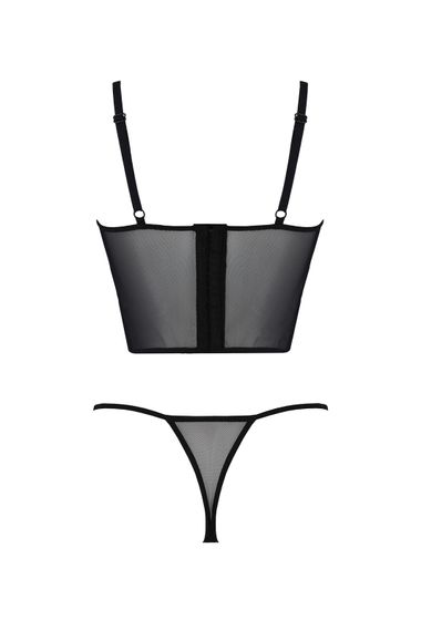Комплект Passion KERRIA SET black, XXL/XXXL сітка+мереживо, бюстьє та стрінги | Зображення 3