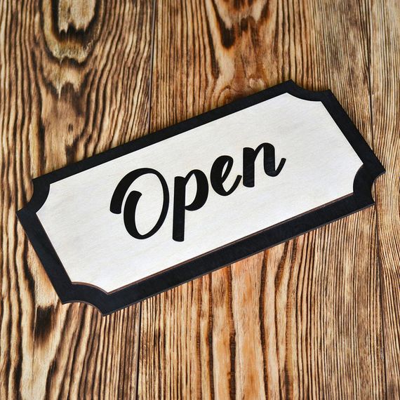 Табличка двостороння Відкрито-Закрито. Дерев'яна вивіска на дверях Open Closed. | Зображення 3