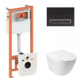 Готовое решение Qtap для ванной комнаты: подвесной унитаз Jay Ultra Quiet 485x360x320 + комплект инсталляции Nest 4 в 1 (линейная