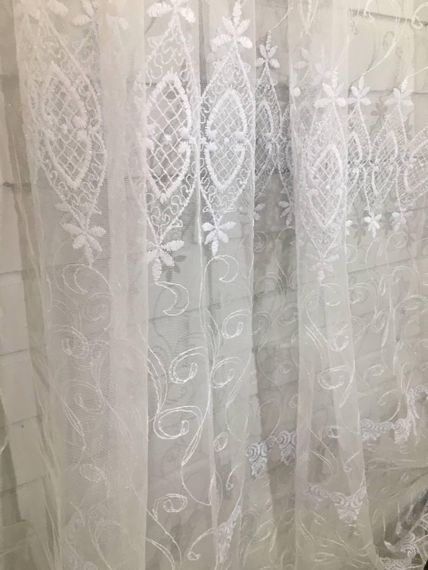 Короткий белый тюль занавеска фатин с люрексом, для дачи, кухни, коридора, на балкон, в спальню | Зображення 1