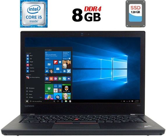 Ультрабук Б-класс Lenovo ThinkPad T470 / 14" (1920x1080) IPS / Intel Core i5-6300U (2 (4) ядра 2.4 - 3.0 GHz) / 8 GB DDR4 / 128 GB SSD / Intel HD Graphics 520 / WebCam / Fingerprint б/у