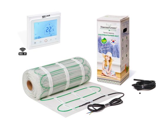 Комплект Кабельний мат ThermoGreen 9м2 + Терморегулятор BHT-002 (Wi-Fi)