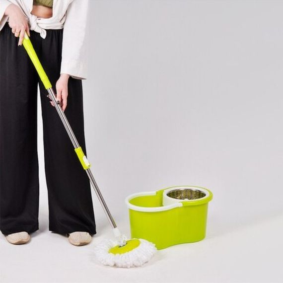 Универсальная швабра с отжимом-центрифугой и ведром Easy Mop Круглая Швабра. MN-456 Цвет: зеленый | Зображення 3